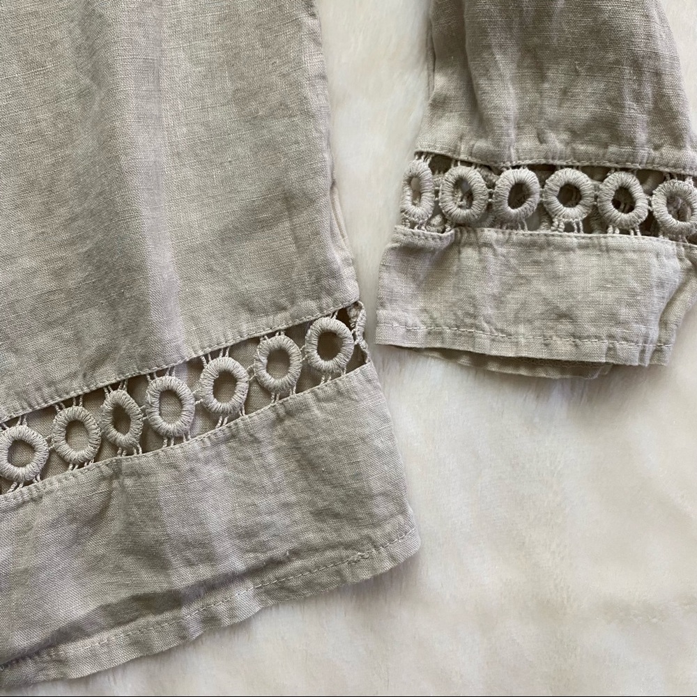 Carla Conti Italian Linen Swing Jacket Cardigan Crochet Accent - Picture 4 of 8